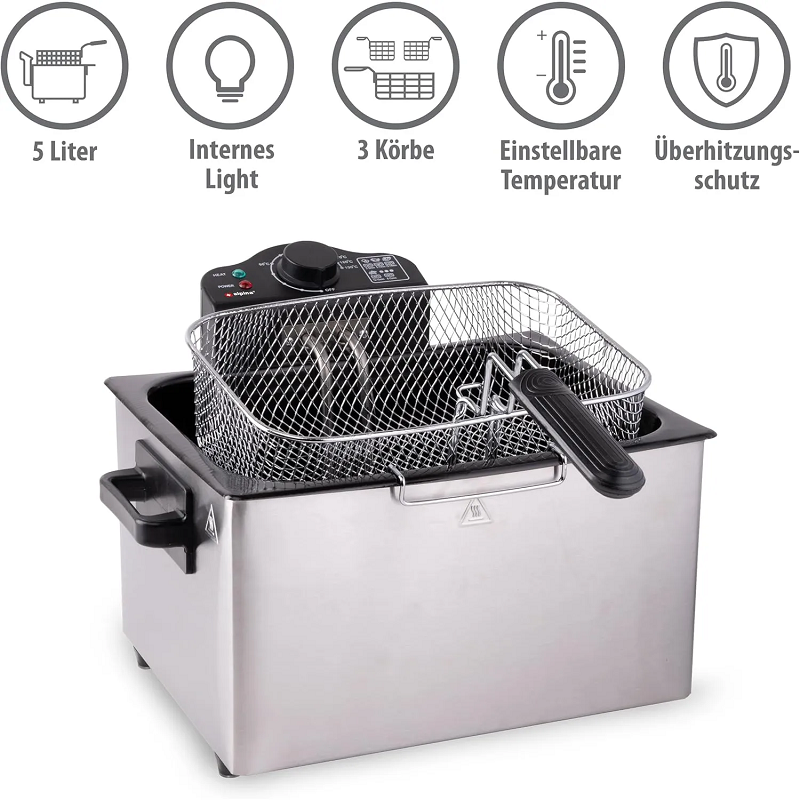 Freidora Doble 5L Acero Inoxidable